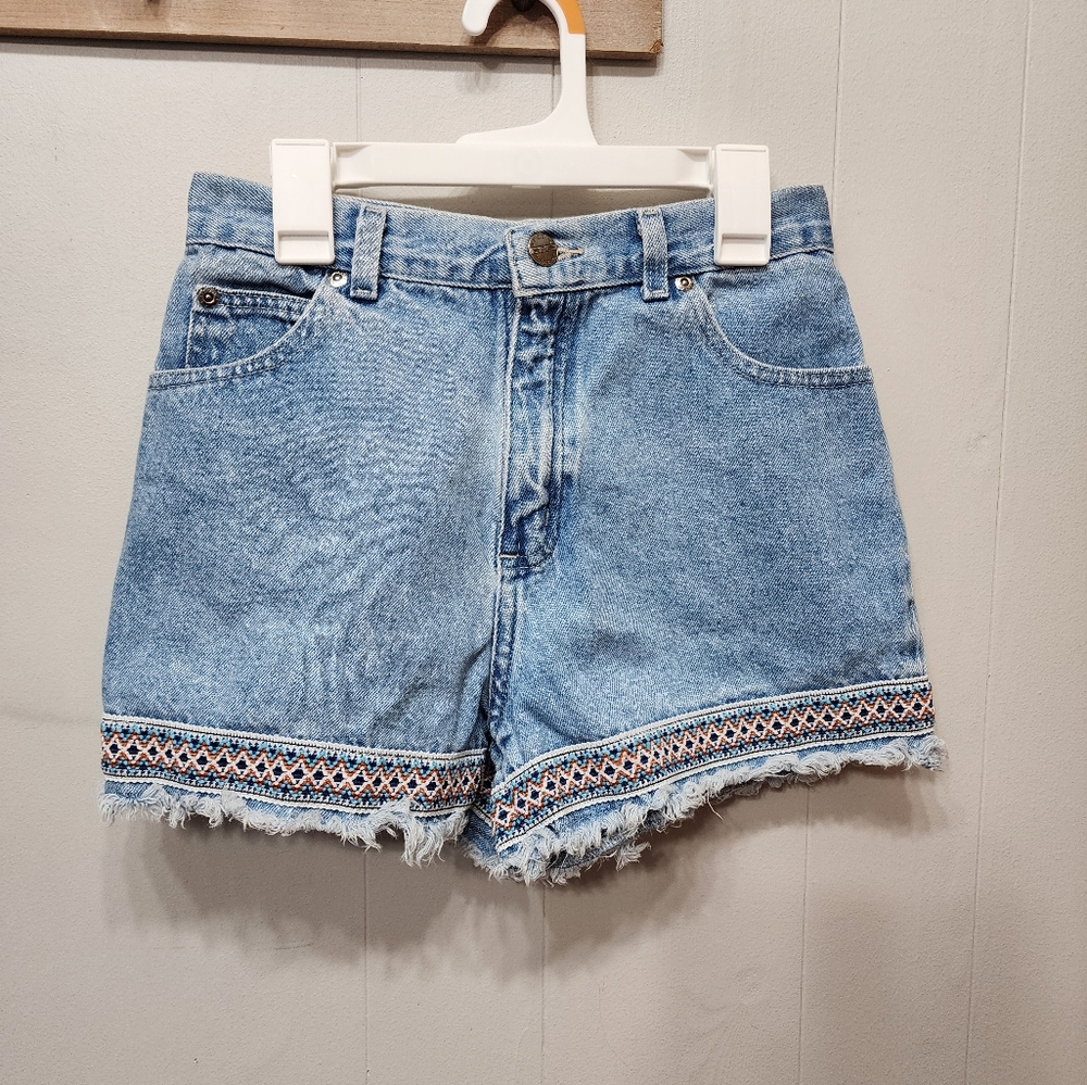Arizona Shorts Size 12 Girls Denim Blue Frayed Hem Casual Jean C223